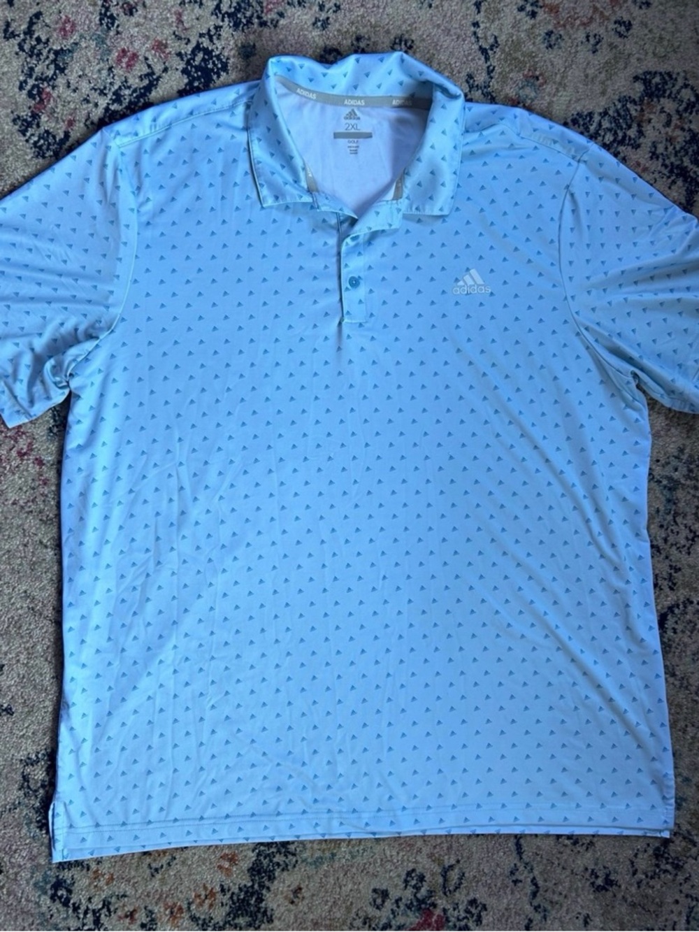 adidas Light Blue Micro-Print Men’s Polo